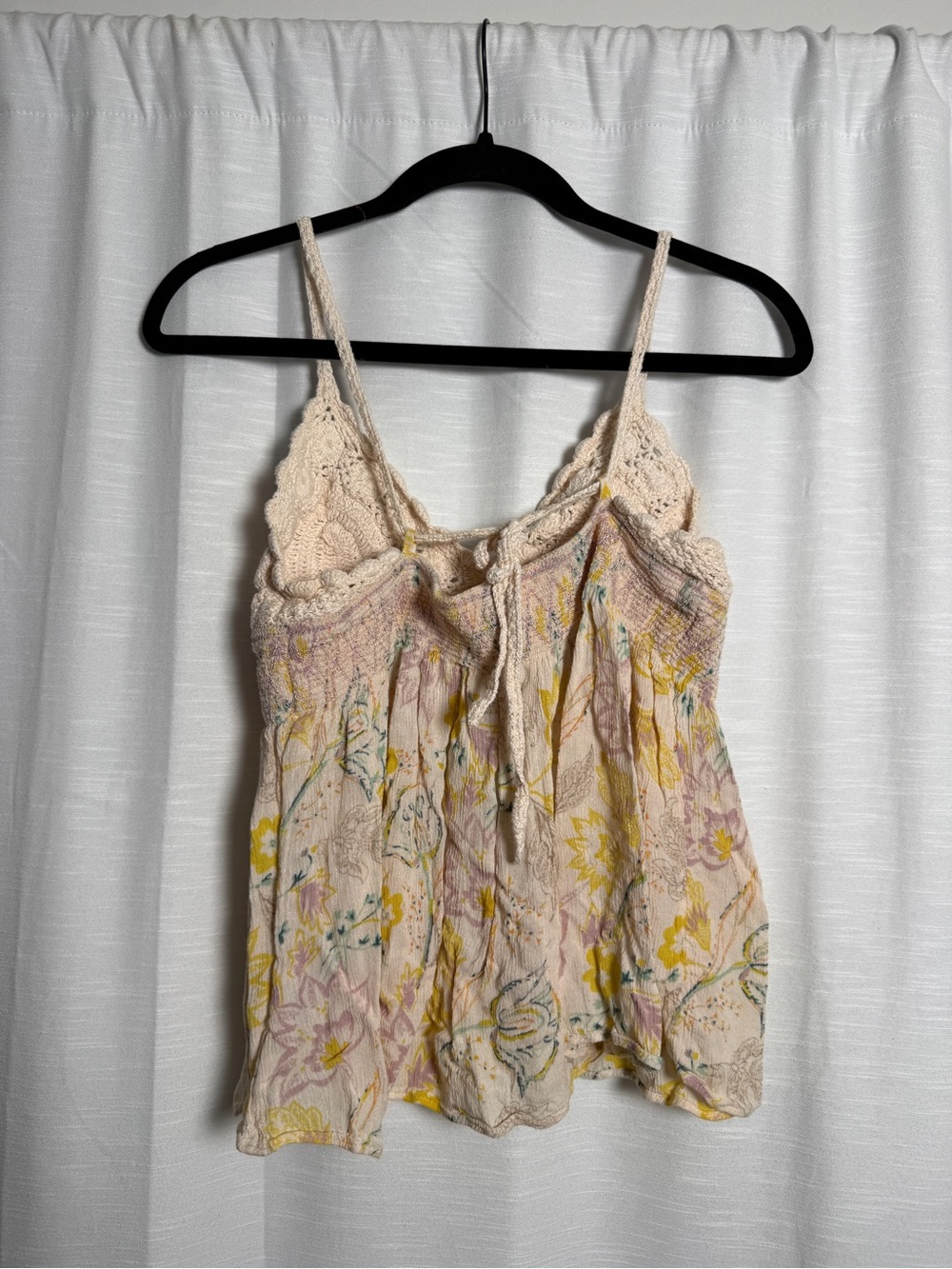 Free People Ivory Crochet Floral Babydoll Cami Top | Size Large - Picture 9 of 13